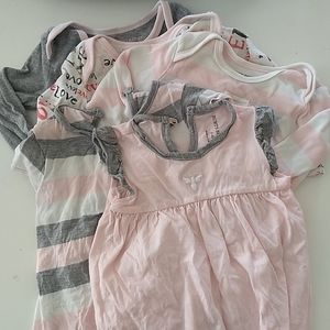 Burt's Bees Organic Cotton baby girl onesie lot